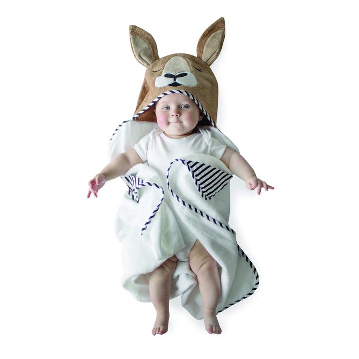 Bubba Blue Monogrammed Aussie Animals 'Kangaroo' Novelty Hooded Bath Towel image 3